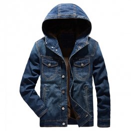 Cappotto da uomo con cappuccio Autunno Denim Outwear Abbigliamento maschile di alta qualità