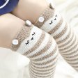 Girls Winter Warm Coral Cotton Stockings Striped Animal Modeling