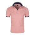 Polo casual de moda de algodón con solapa fresca para hombre - Rosa