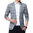 Plaid Revers Blazer Vêtements Veste Mode Slim Casual Homme