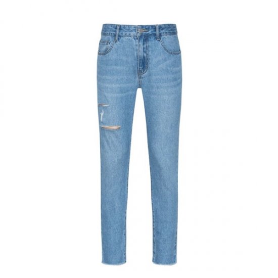 Jeans cropped in cotone con jeans skinny da uomo di distruzione