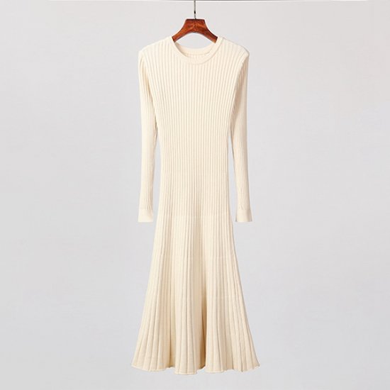 Women Long Knit Maxi Dress Autumn Knitted A Line Dress