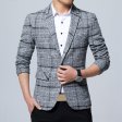 Plaid Revers Blazer Vêtements Veste Mode Slim Casual Homme