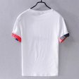 Camiseta de manga corta de lino casual para hombre con cuello redondo blanco