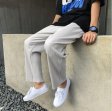 Pantaloni casual in seta di ghiaccio con vita elastica in tinta unita da uomo